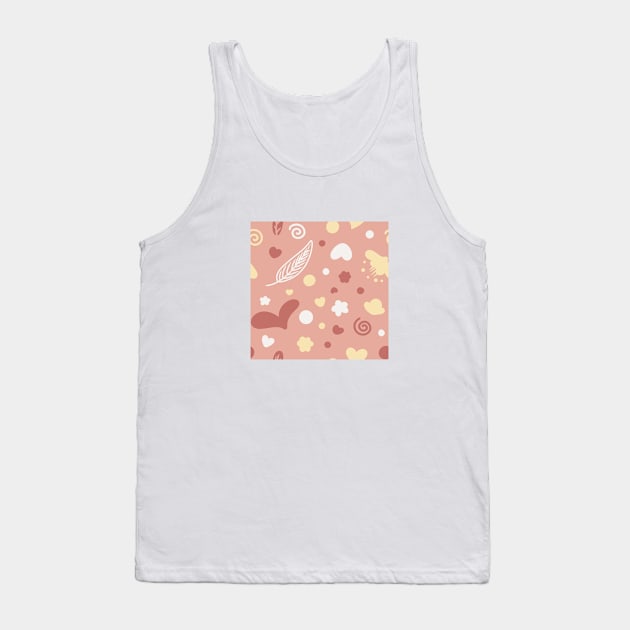 Pink Feather Heart Radom Cute Pattern Tank Top by mil.creates